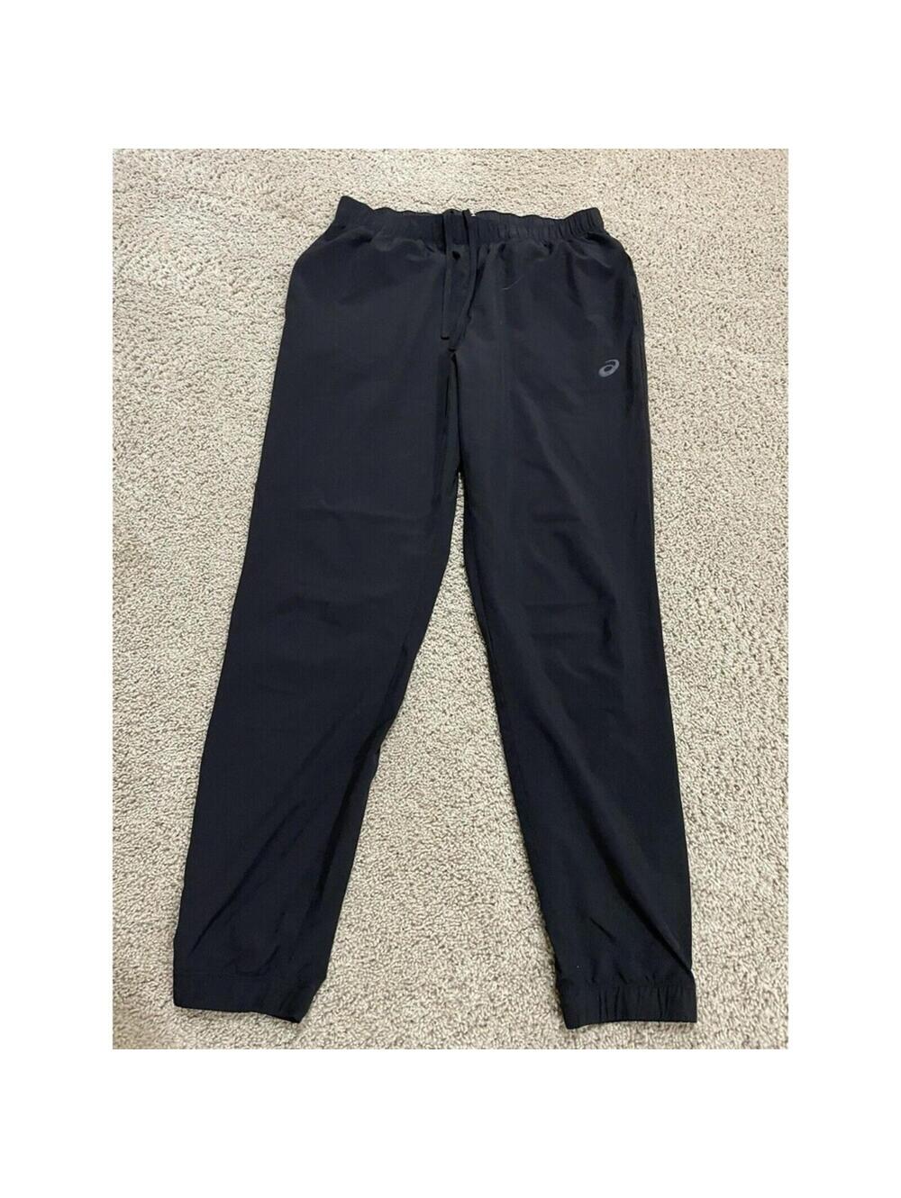 Women’s ASICS Lightweight Black Joggers Pants L Large Reflective Elements